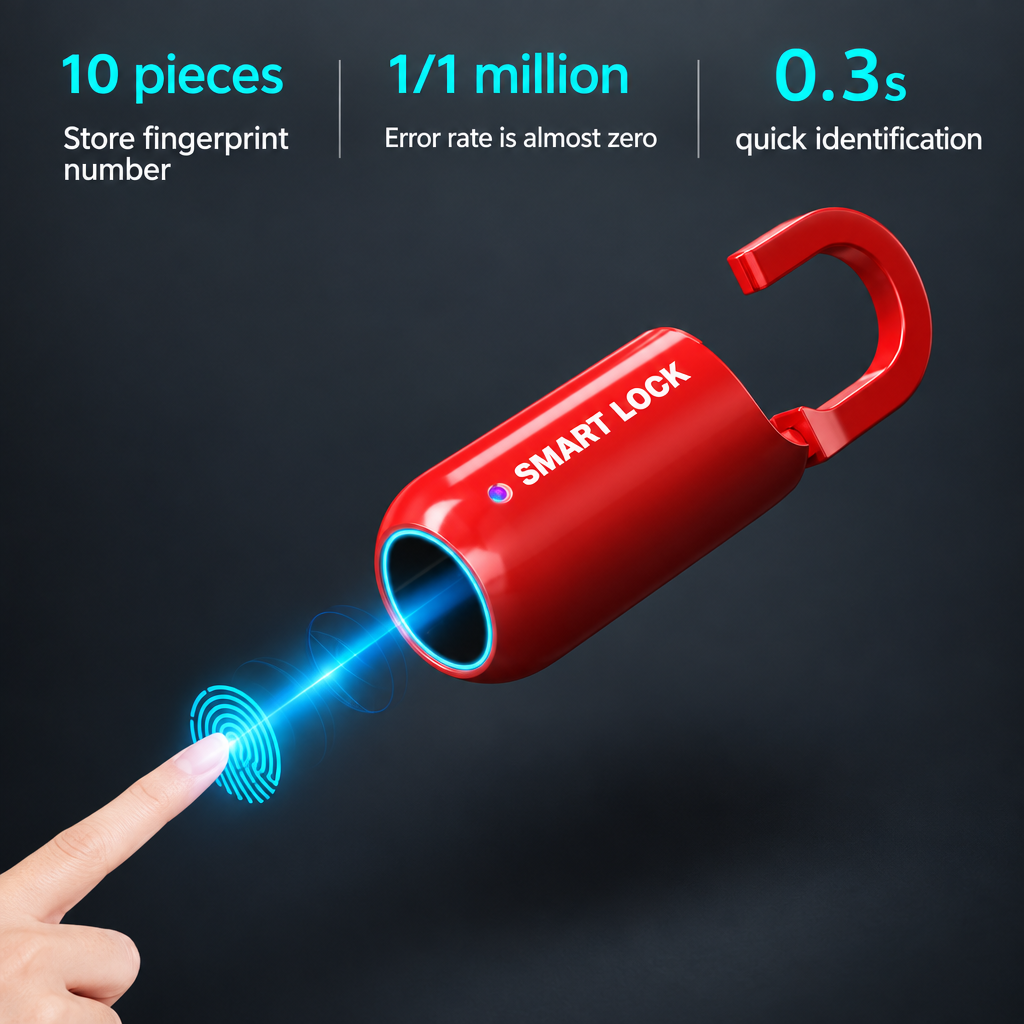 Professional fingerprint lock infographic with original text